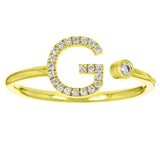 14k Yellow Gold Diamond Initial Letter G Ring Size 6 - Letter G,Yellow