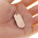 10k Rose Gold Solid Hammered Finish Dog Tag Charm Pendant 1.6" 7 grams - Rose