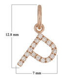 14k Rose Gold Diamond Initial Letter P Charm Pendant - Letter P,Rose