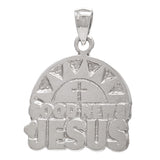 14k White Gold Sun Cross GOOD NEWS JESUS Pendant - White