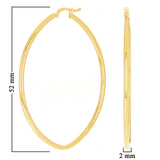 Italian 14k Yellow Gold High Polish Oval Hoop Earrings 2" 2mm 2.9 grams