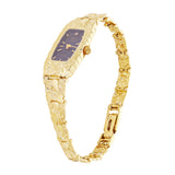 10k Yellow Gold Nugget Link Wrist Band with Geneve Diamond Watch 7-7.5" 21.5g