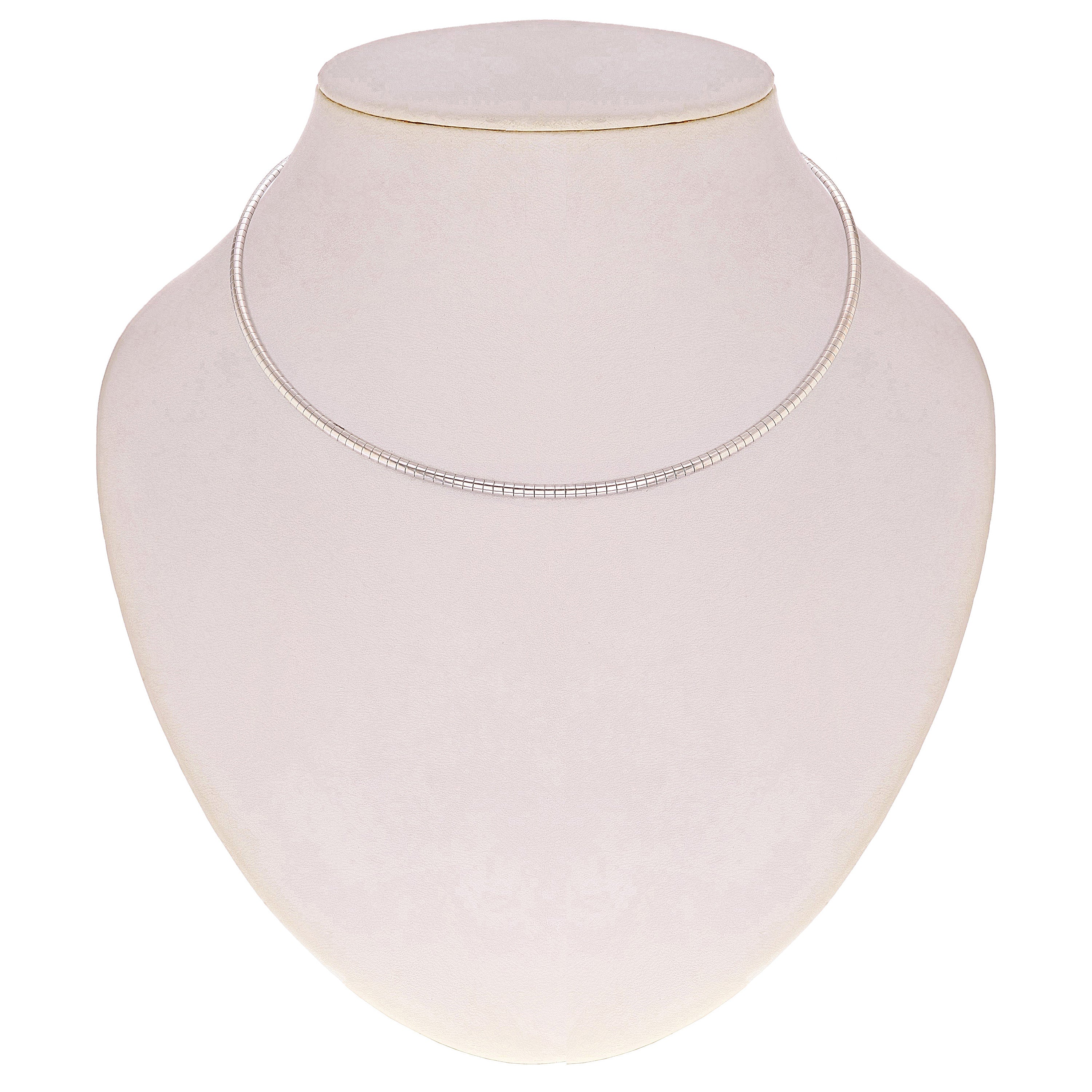 Women's Italian 14k White Gold Omega Necklace Choker 17" 3mm 16.6 grams