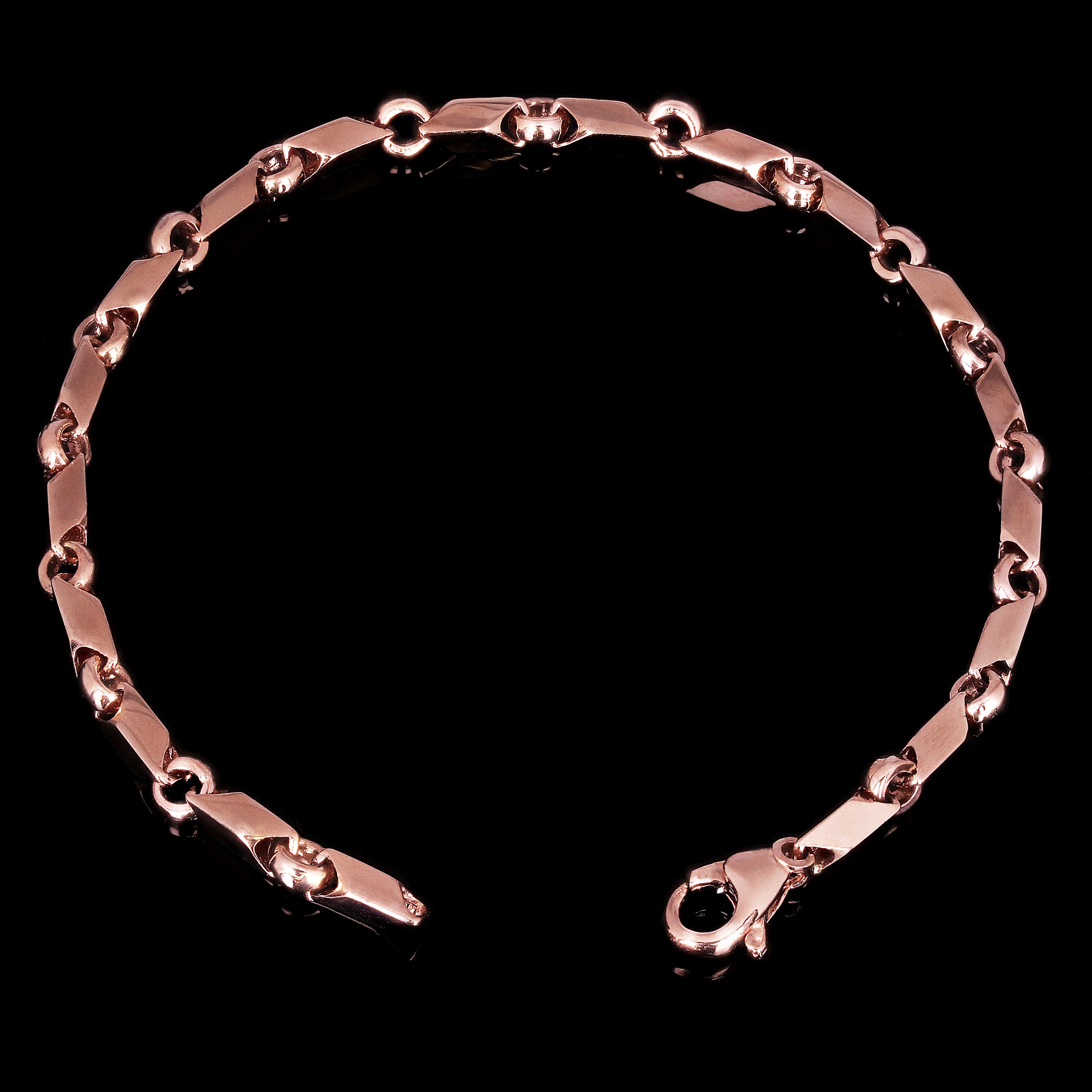 14k Rose Gold Solid Handmade Fancy Link Bracelet 7" 5mm 12.4 grams - Rose,7" 12.4 grams