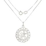 14k White Gold Zodiac Sign Sagittarius Pendant Necklace 18" - Sagittarius,White