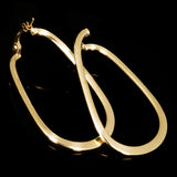 Italian 14k Yellow Gold Oblong Oval U-Shaped Hoop Earrings 1.6" 3 grams