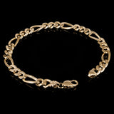 14k Yellow Gold Solid Figaro Chain Bracelet 7" 8.8mm 32.5 grams - 7" 32.5 grams