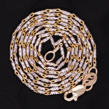 Italian 14k Two-Tone Solid Diamond Cut Raso Chain Necklace  16" 3.2 grams 1mm - 16" 3.2 grams