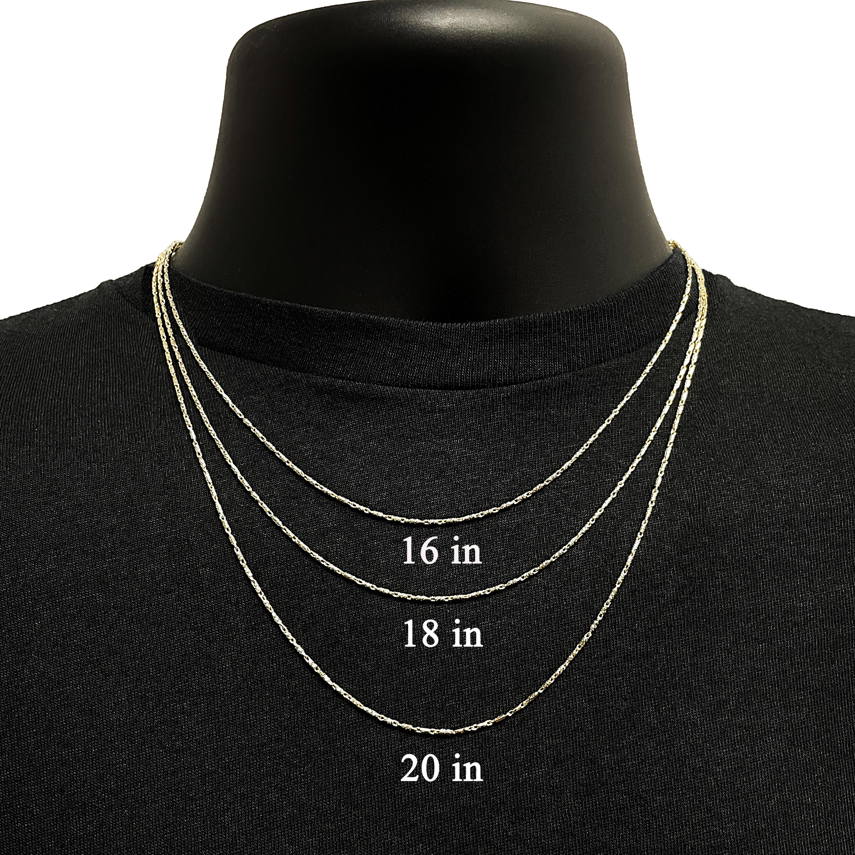Italian 14k Yellow Gold Solid Diamond Cut Raso Chain Necklace 16" 1.1mm 3.6grams - 16" 3.8 grams