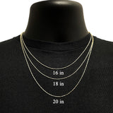 Italian 14k Yellow Gold Solid Diamond Cut Raso Chain Necklace 16" 1.1mm 3.6grams - 16" 3.8 grams
