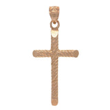 14k Rose Gold Religious Diamond Cut Cross Charm Pendant 2.5 grams - Rose