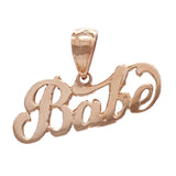 14k Rose Gold Solid Babe Pendant Word Charm 1 gram - Rose