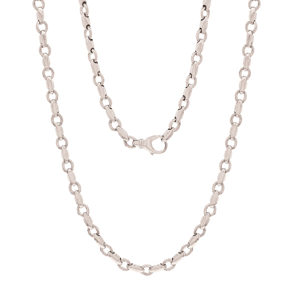 Men's 14k White Gold Handmade Fashion Link Necklace 6.5mm 20