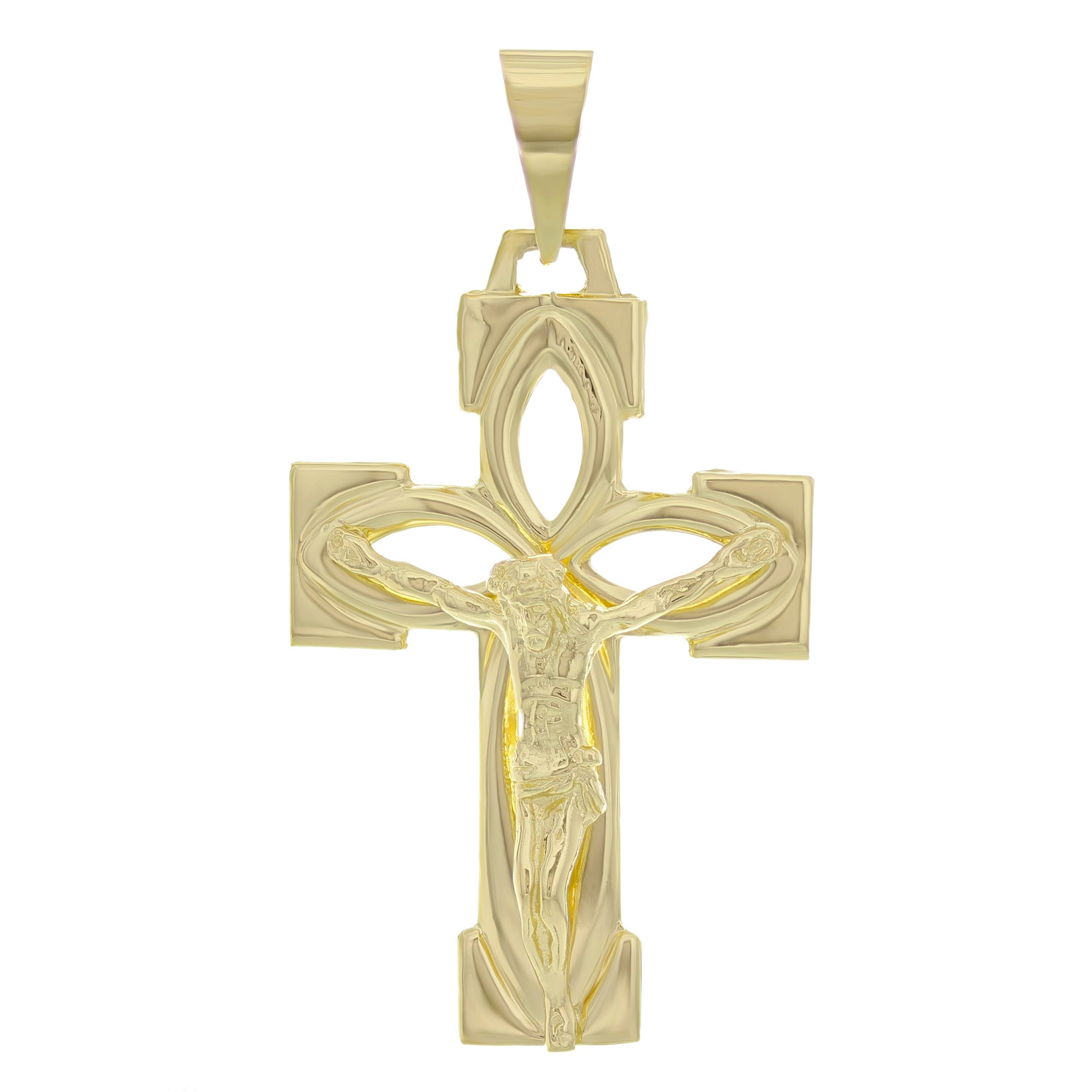 14k Yellow Gold Jesus Crucifix Cross Religious Charm Pendant 5.2 grams - Yellow