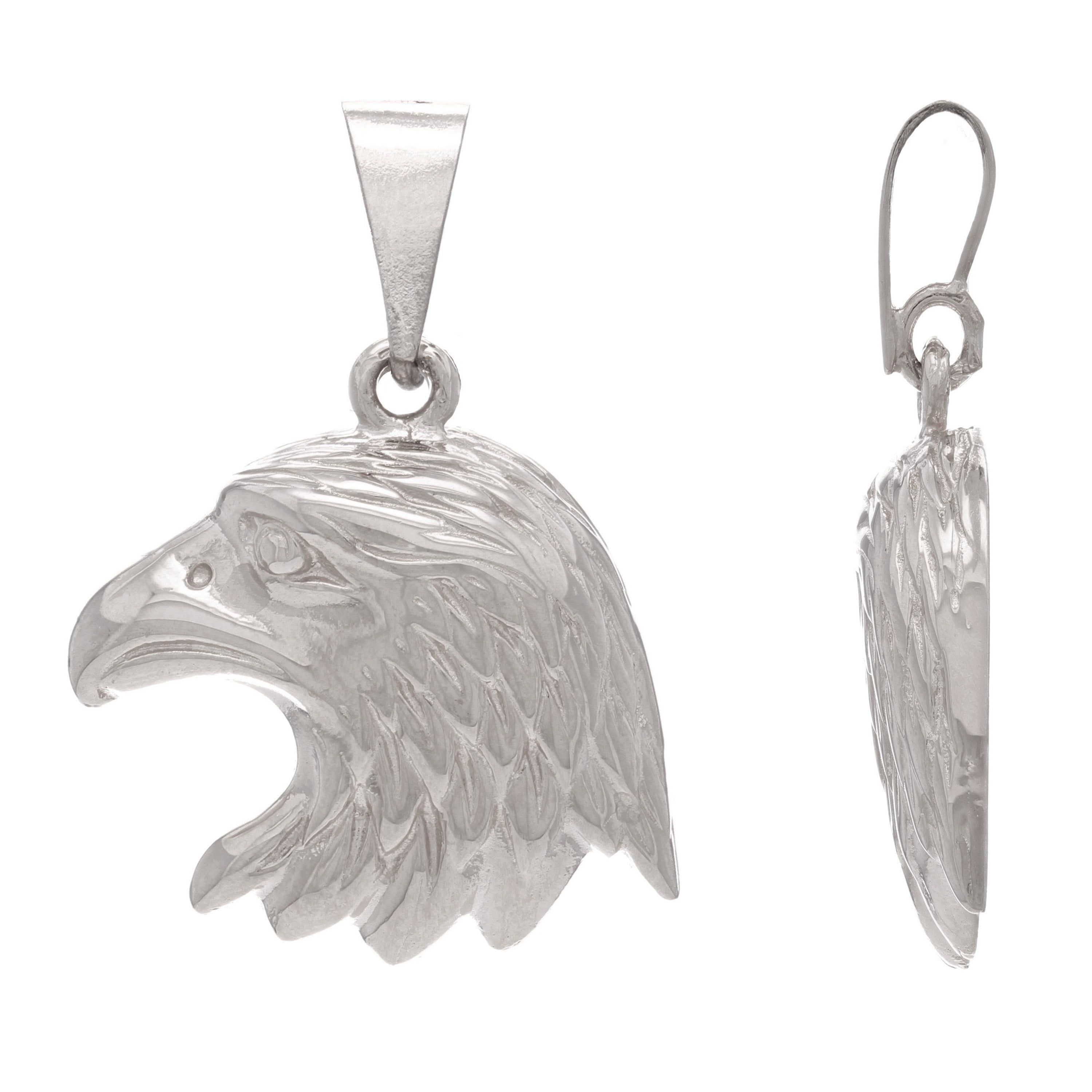 14k White Gold Solid American Eagle Charm Pendant 1.25" 5.6 grams - White