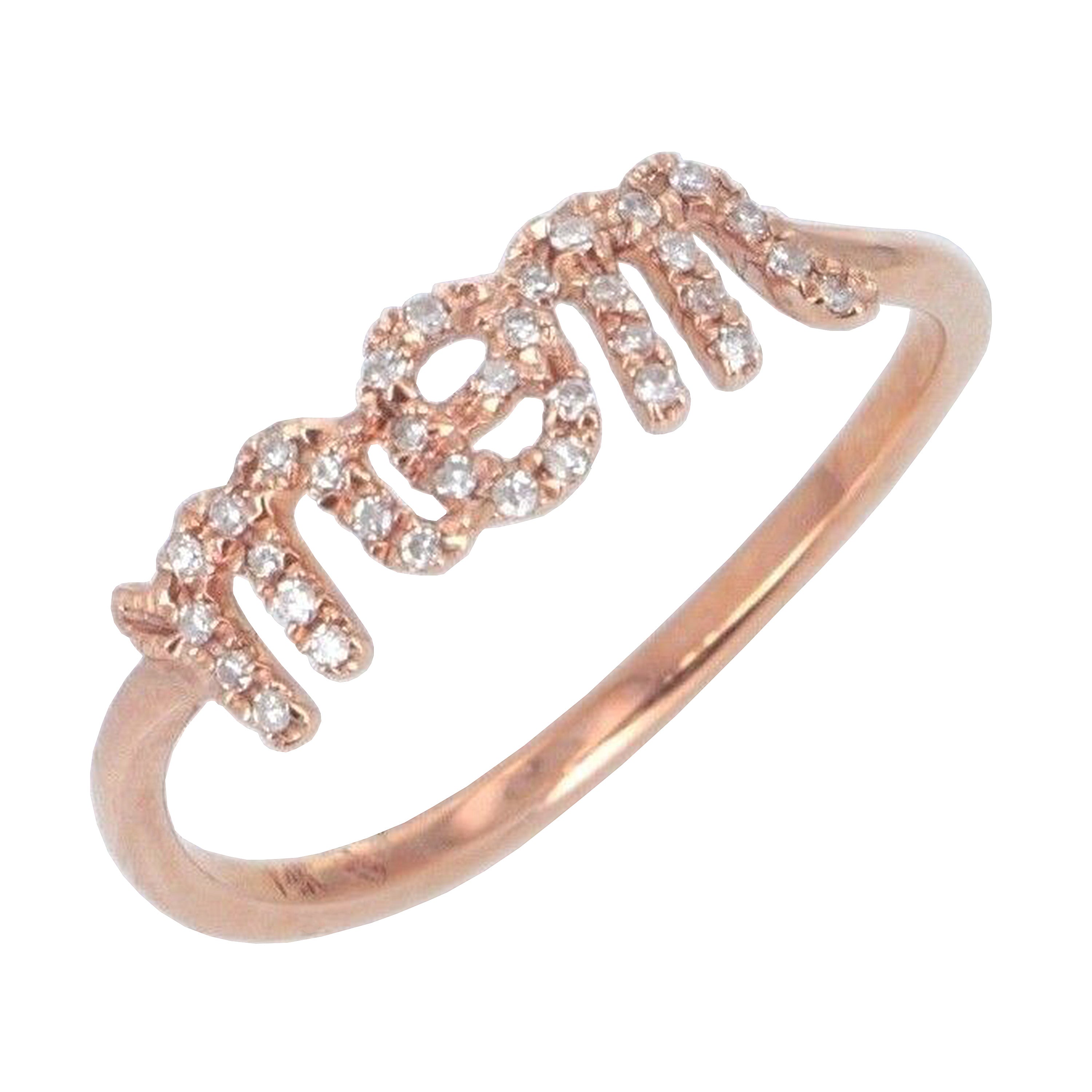 14k Rose Gold Diamond Mom Ring Size 7 - Rose