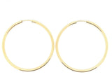 925 Sterling Silver Gold Plated Hoop Loop Hollow Earrings 1.9" 2.25mm 3 grams