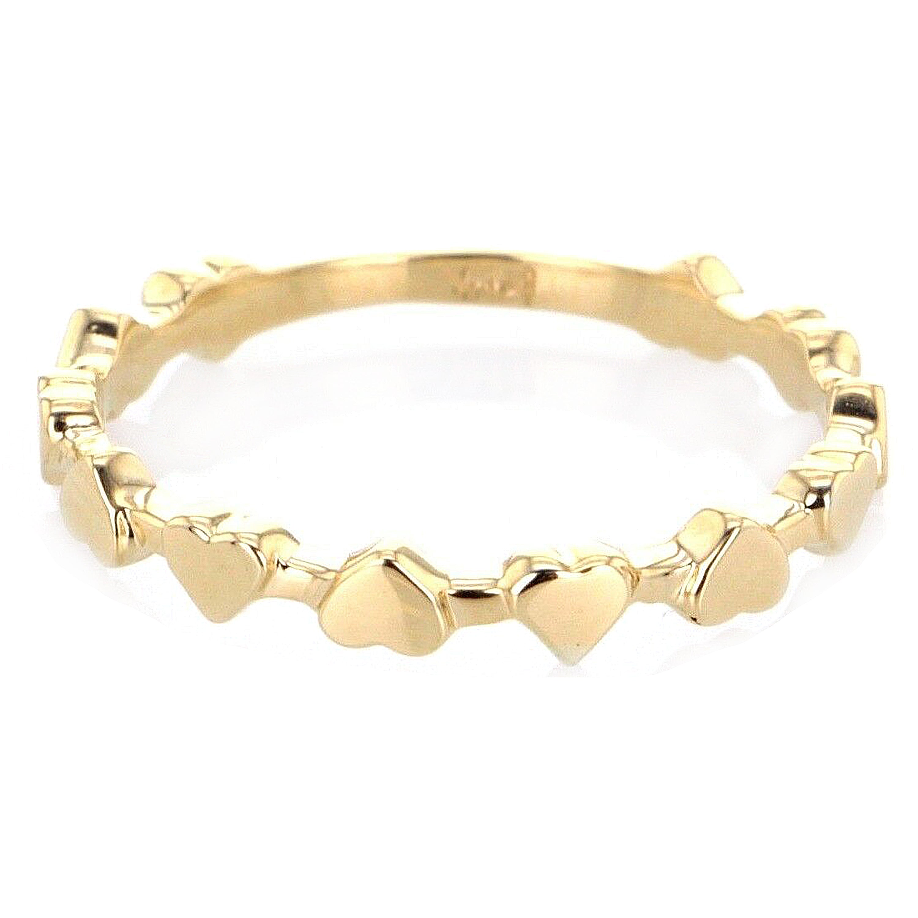 14k Yellow Gold Heart Ring Band Size 5 - Yellow,Ring Size 5