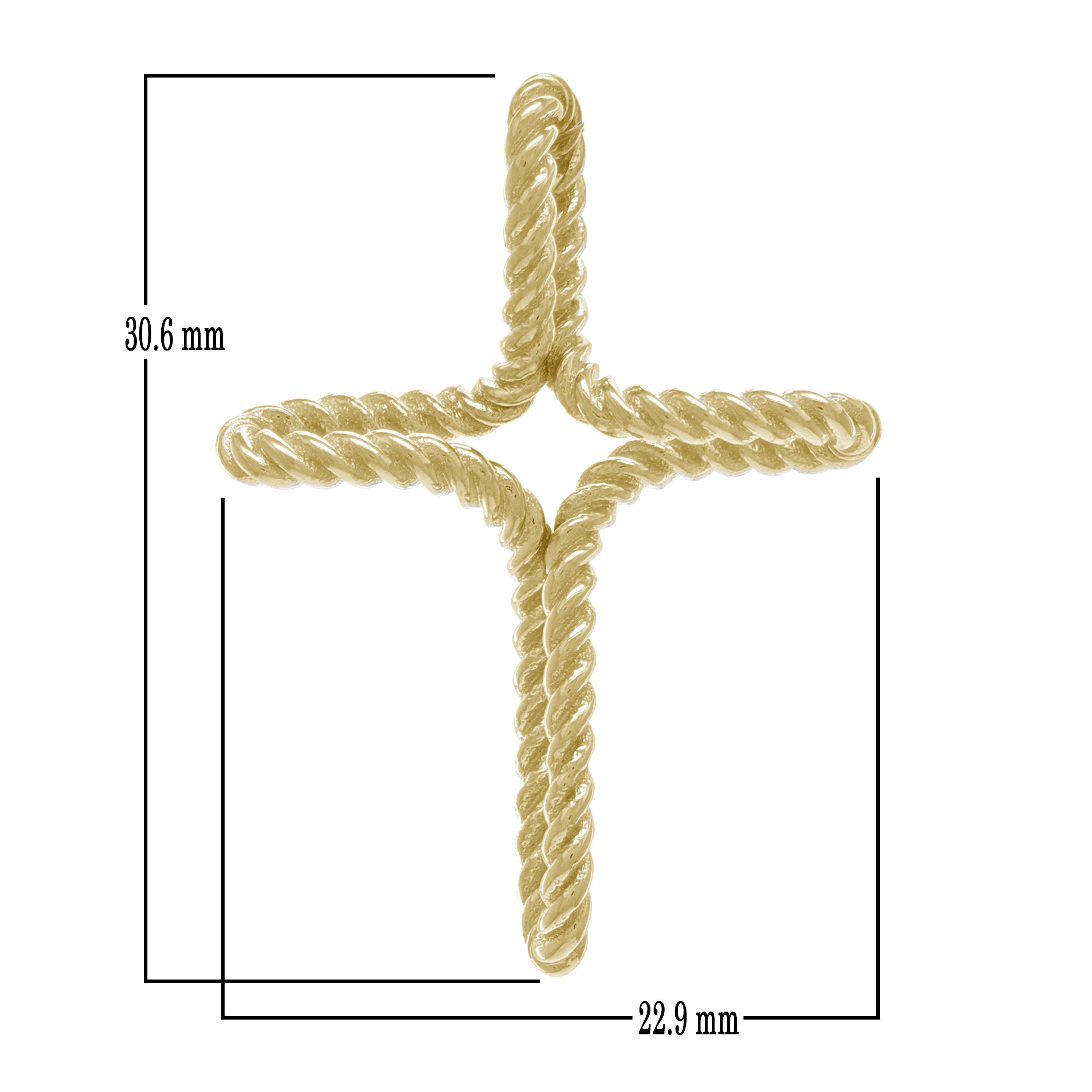 14k Yellow Gold Religious Twisted Rope Cross Pendant - Yellow,Twisted Rope