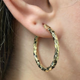 Italian 14k Yellow Gold Faceted 3mm 1" Diameter Round Hoop Earrings 2.5 grams
