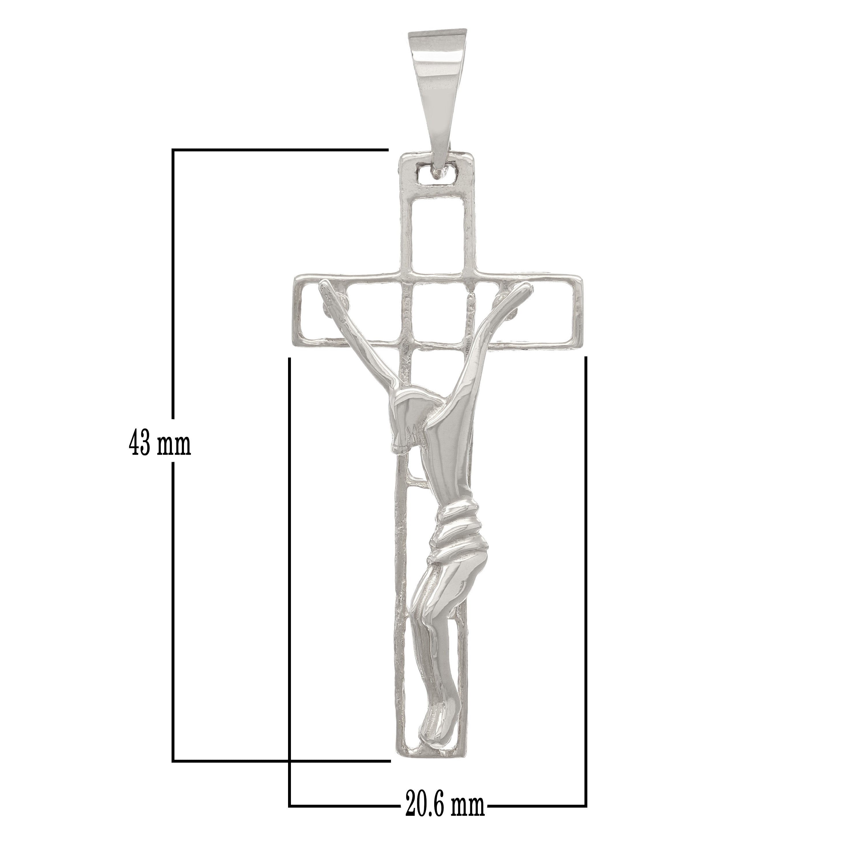 14k White Gold Jesus Christ Crucifix Cross Religious Charm Pendant 2" 3.6 grams - White