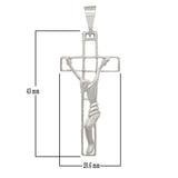 14k White Gold Jesus Christ Crucifix Cross Religious Charm Pendant 2" 3.6 grams - White