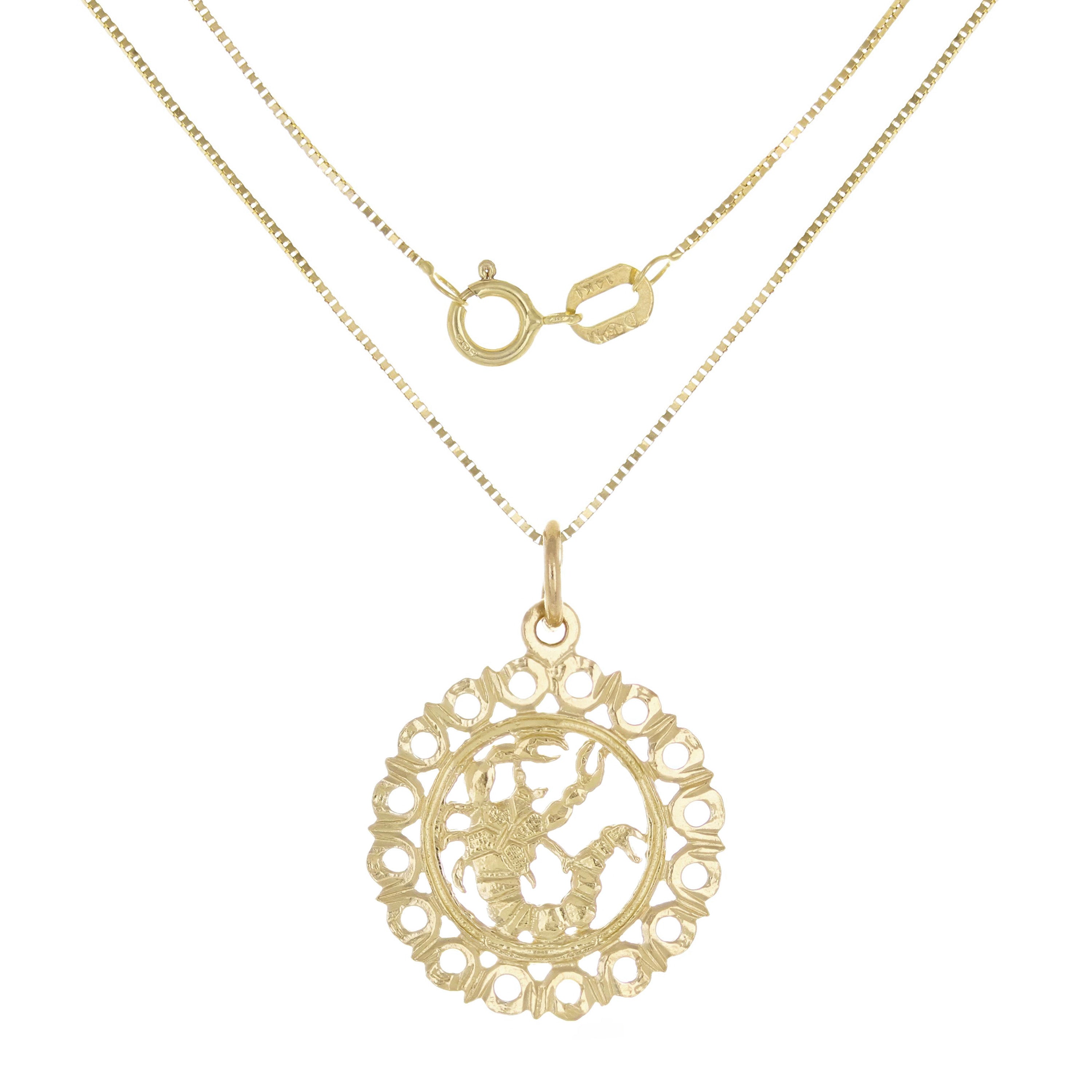 14k Yellow Gold Zodiac Sign Scorpio Pendant Necklace 18" - Scorpio,Yellow