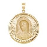 Italian 14k Yellow Gold Madonna Virgin Mary Medal Charm Pendant 1.1" 2.7 grams - 2.7 grams