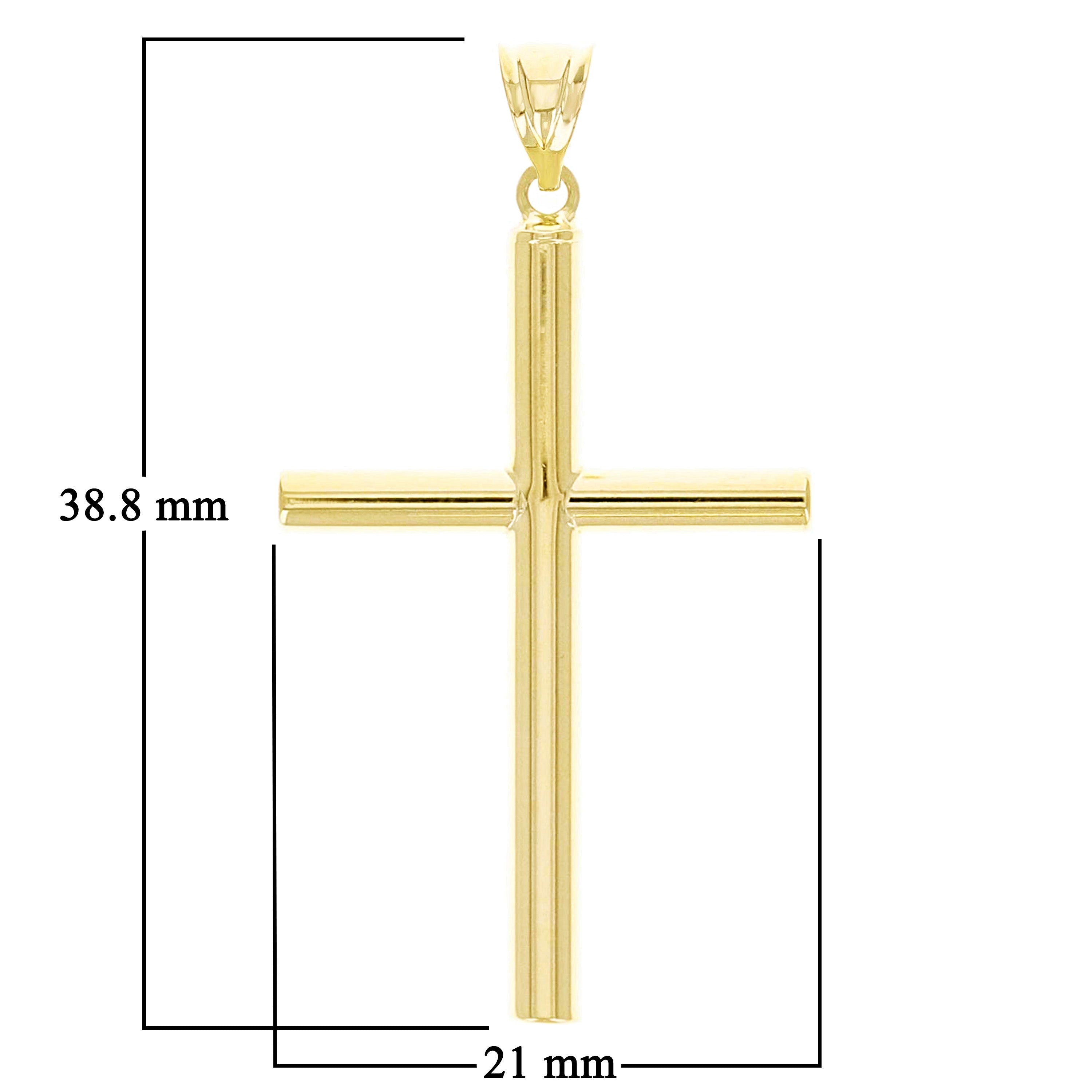 Italian 14k Yellow Gold Hollow Polished Plain Cross Charm Pendant 1.5" 1.2 grams