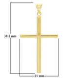 Italian 14k Yellow Gold Hollow Polished Plain Cross Charm Pendant 1.5" 1.2 grams