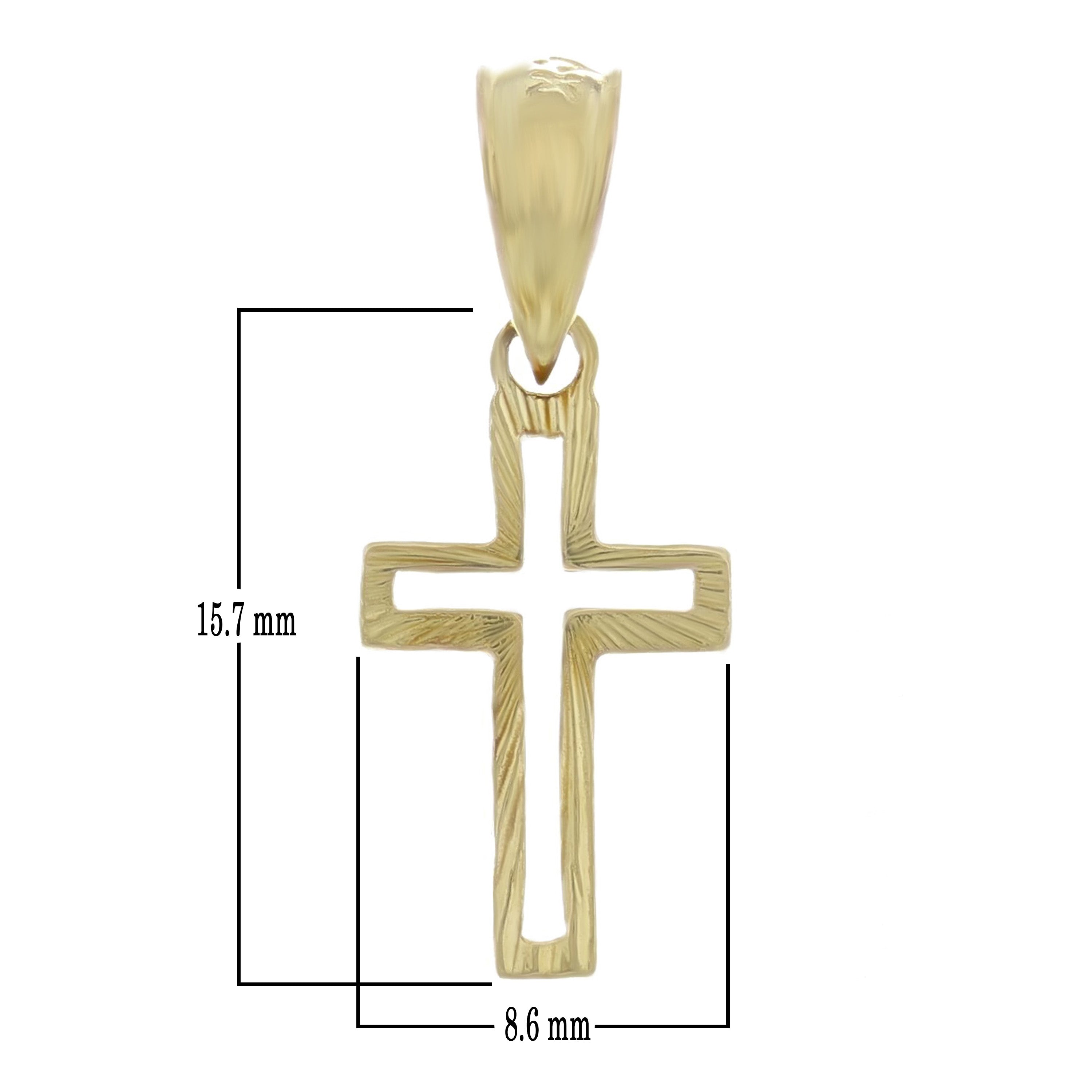 14k Yellow Gold Small Christian Open Cross Religious Charm Pendant 0.8gram - Yellow