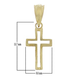14k Yellow Gold Small Christian Open Cross Religious Charm Pendant 0.8gram - Yellow