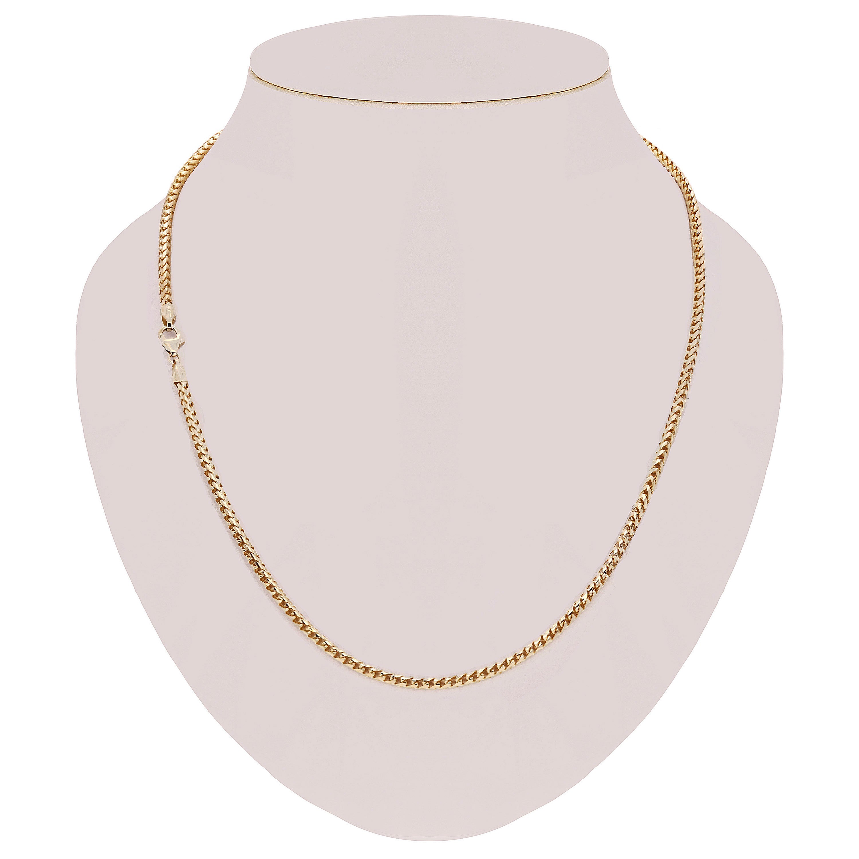Italian 14k Yellow Gold Solid Diamond Cut Franco Chain Necklace 3.3mm