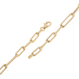 Italian 14k Yellow Gold Hollow Paper Clip Chain Bracelet 7.5" 4mm 2.9 grams - 7.5" 4mm
