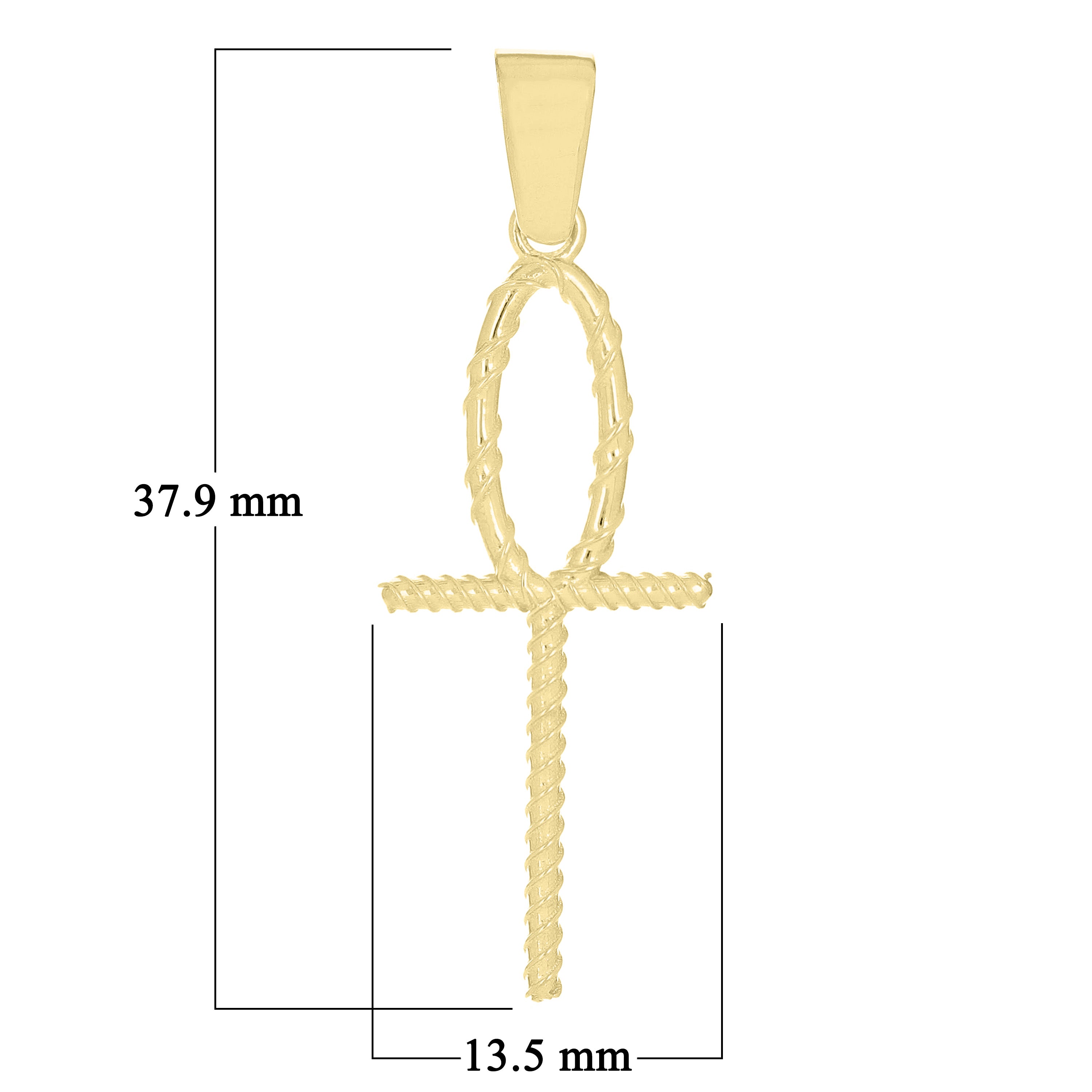 14k Yellow Gold Celtic Ankh Cross Charm Pendant 1.5" 1.5 grams