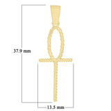 14k Yellow Gold Celtic Ankh Cross Charm Pendant 1.5" 1.5 grams