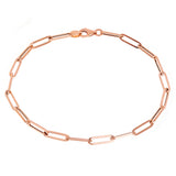 Italian 14k Rose Gold Hollow Paper Clip Links Bracelet 8" 3.1mm 1.6 grams - Rose,8"