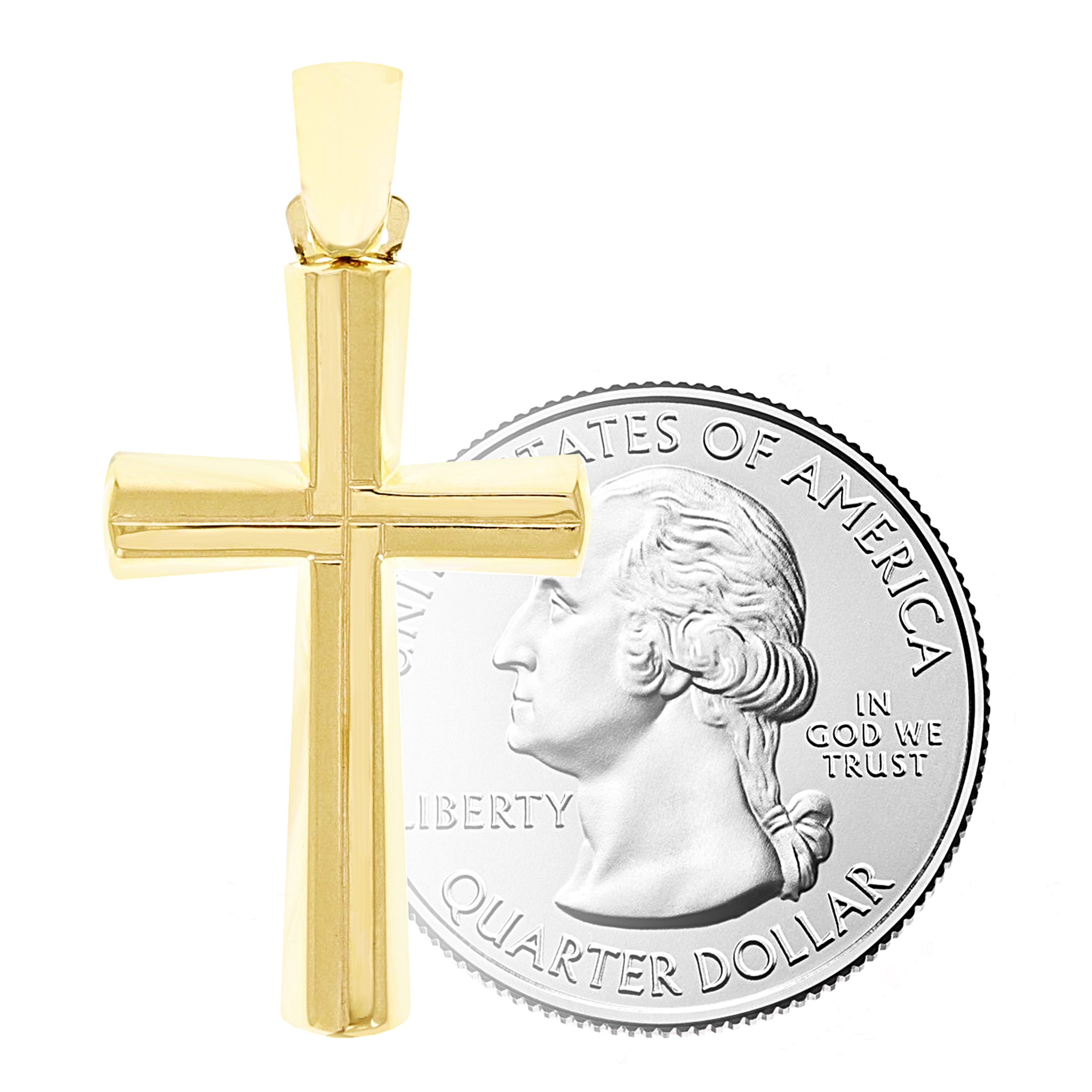 Italian 14k Yellow Gold Hollow 3D Cross Charm Pendant 1.5" 2.1 grams