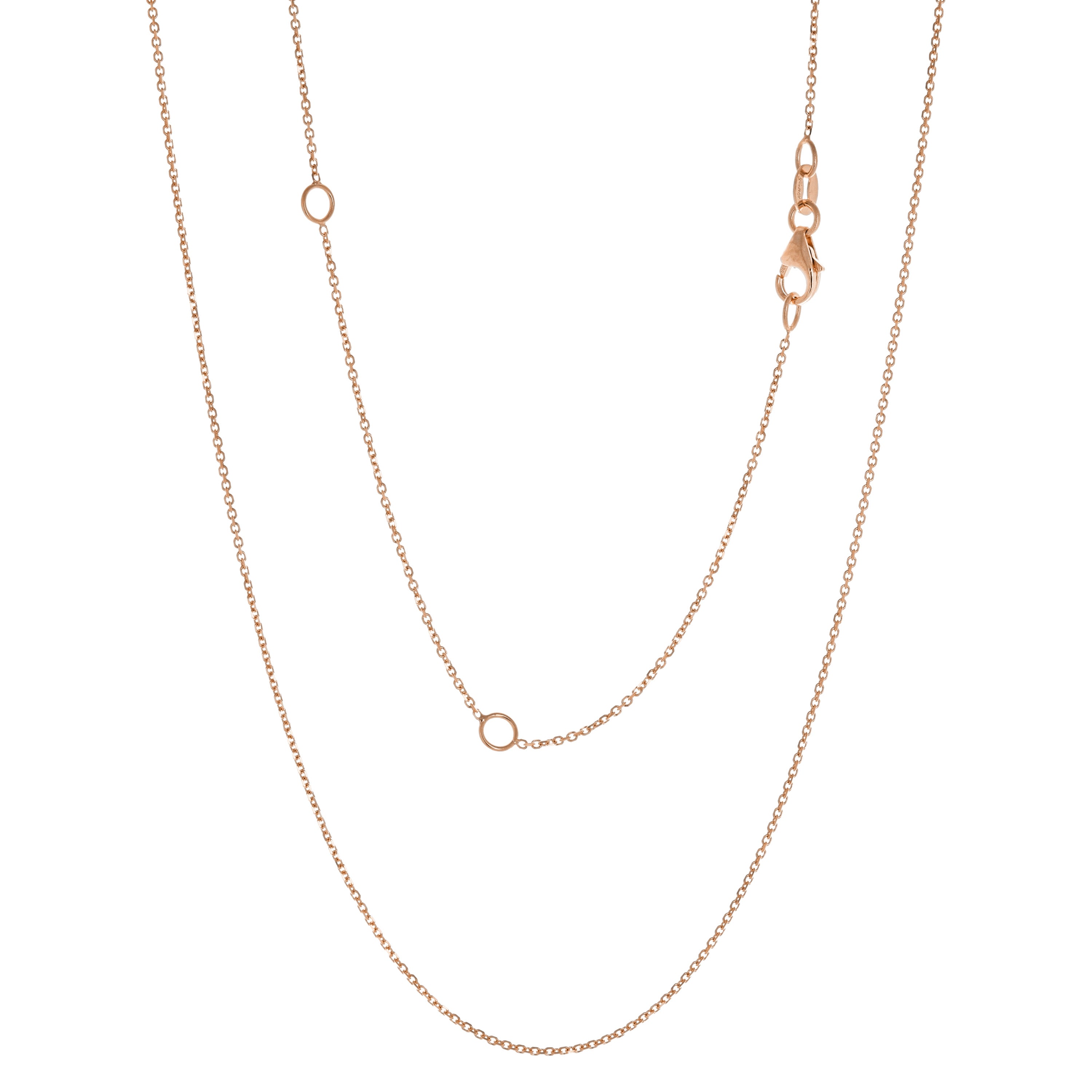 Italian 14k Rose Gold Rolo Chain Necklace Adjustable 16-20" 0.9mm 1.5 grams - 0.9 mm