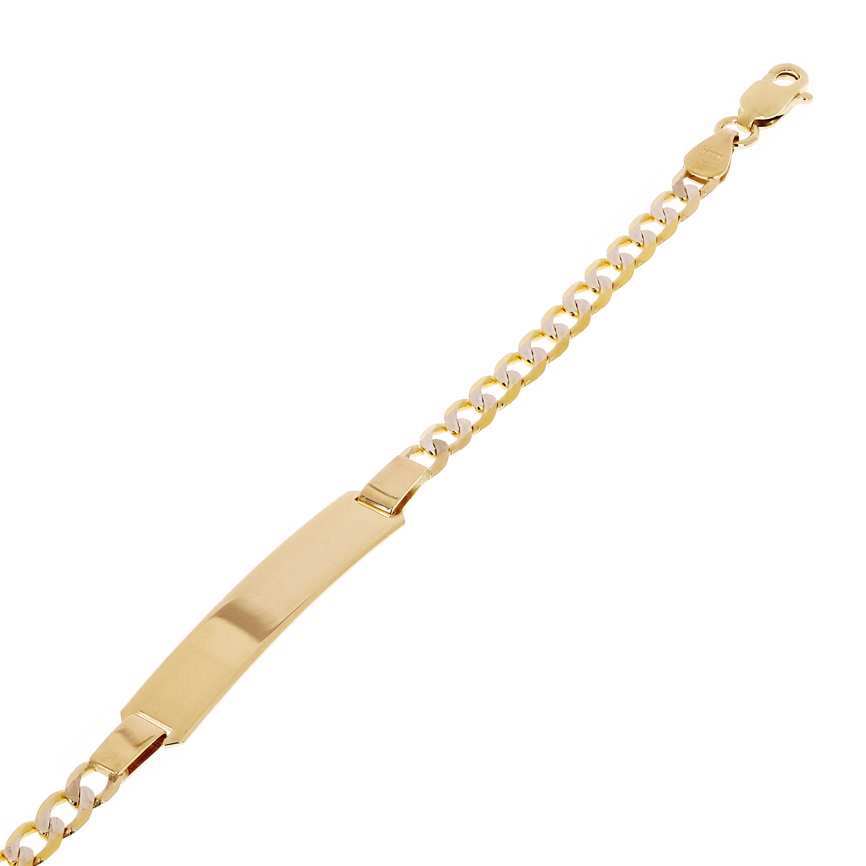 Italian 14k Two Tone Gold Engravable Baby Kids Cuban ID Bracelet 6.25" 4.4 grams