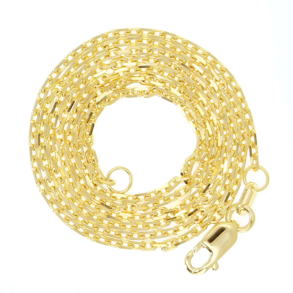 Italian 14k Yellow Gold Solid Anchor Cable Link Chain Necklace 16