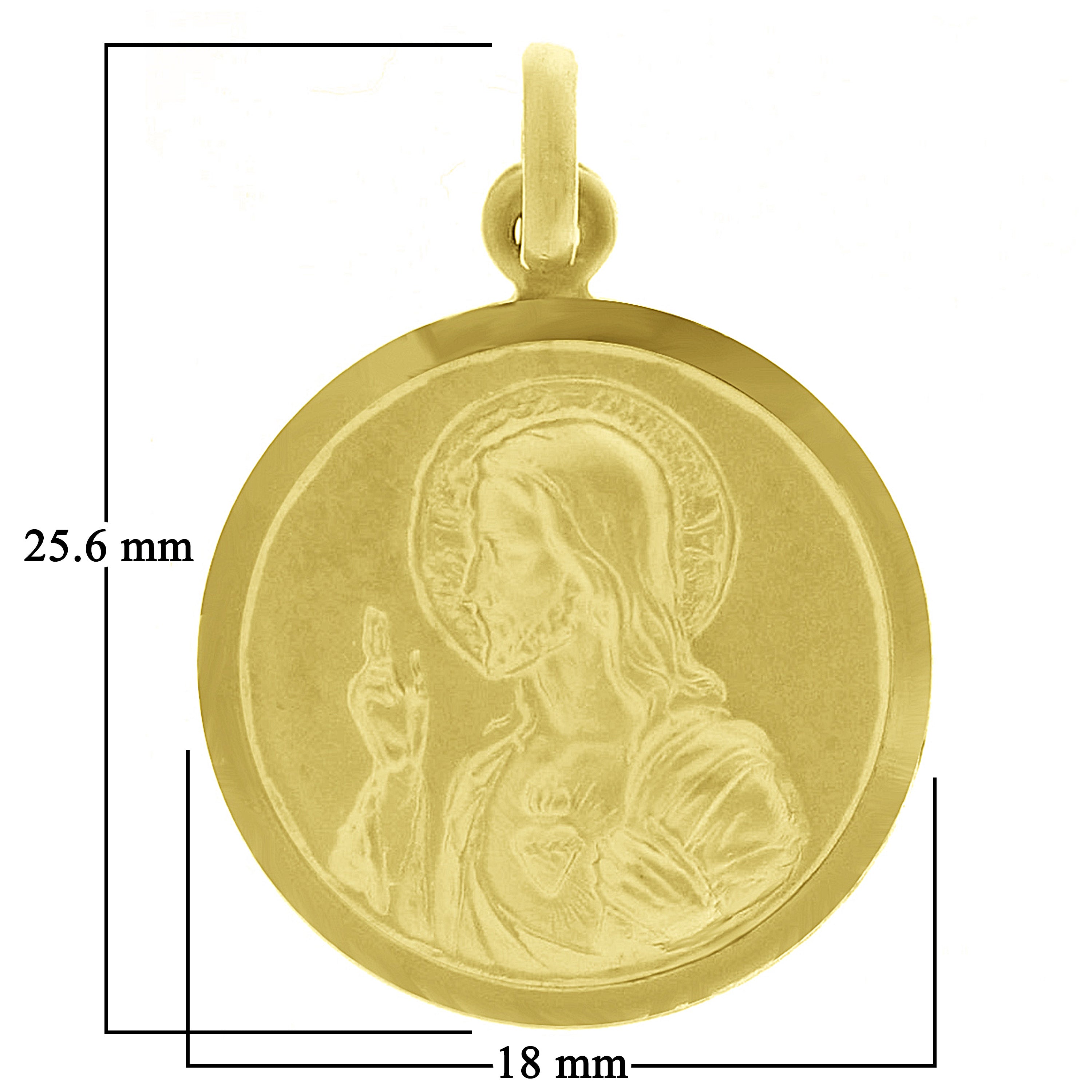 Italian 14k Yellow Gold Reversible Guadalupe & Sacred Heart of Jesus Medal Charm