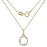 14k Yellow Gold Diamond Initial Letter O Charm Pendant Necklace 18" - Letter O,Yellow
