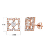 14k Rose Gold 1ctw Diamond Solitaire Blooming Flower Stud Earrings - Rose