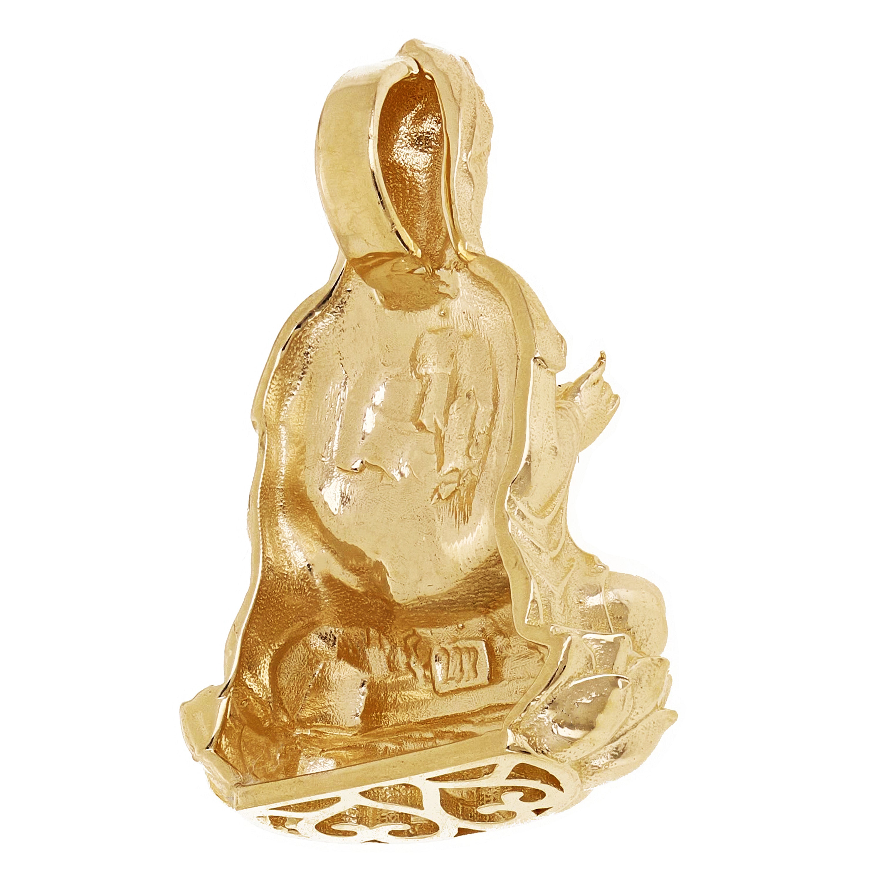 10k Yellow Gold Sitting Tibetan Buddhist Buddha Charm Pendant 1.1" 4.8 grams