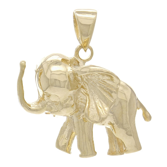 14k Yellow Gold 3D Standing Elephant Good Luck Charm Pendant 4.3 grams - Yellow