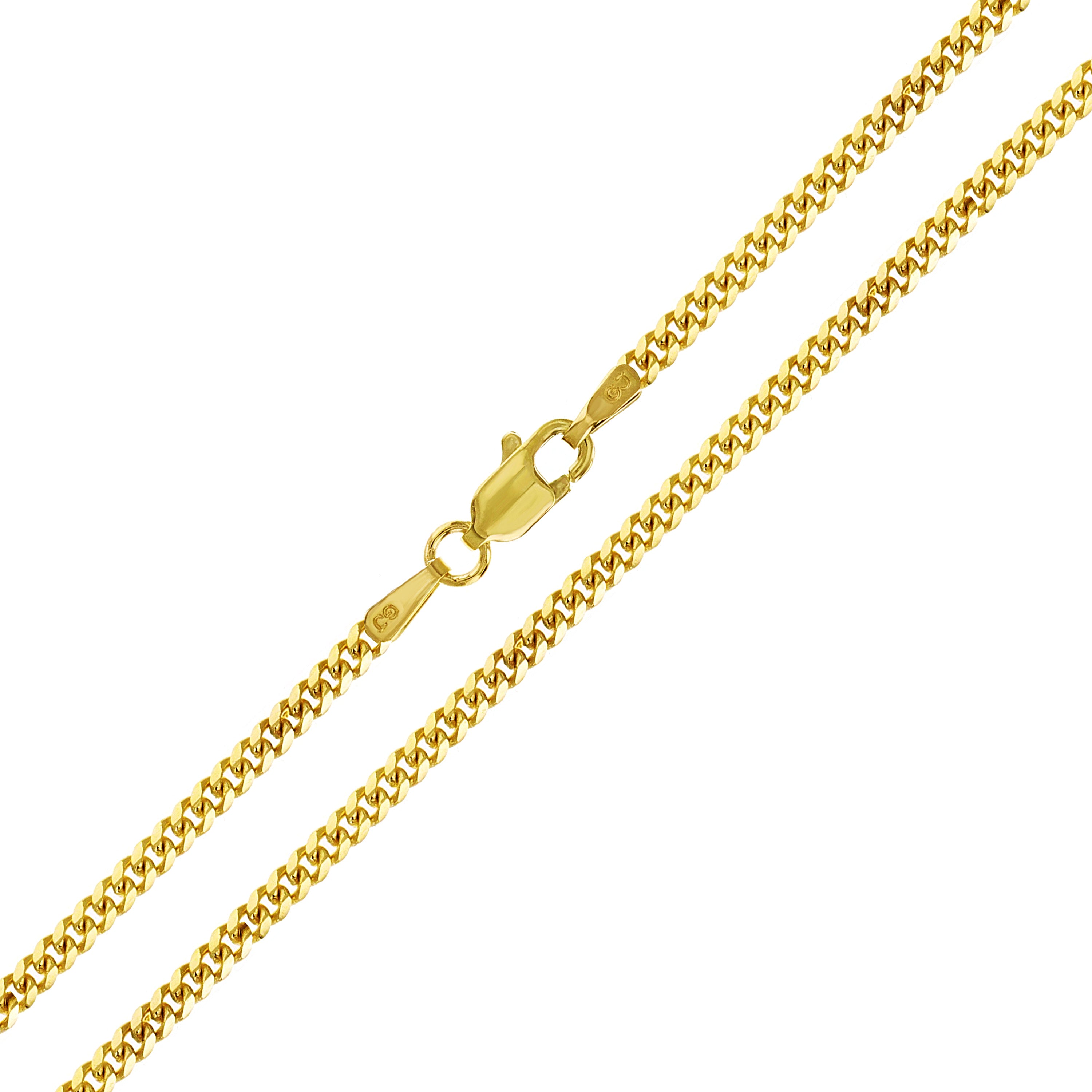 Italian 14k Yellow Gold Solid Miami Cuban Chain Necklace 2mm 18" 6 grams - 18" 6 grams