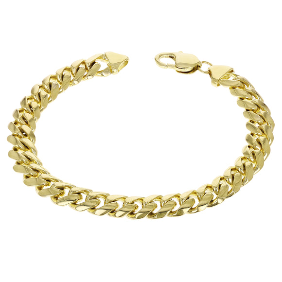 Men's 18k Yellow Gold Miami Cuban Bracelet Solid Link Chain 9
