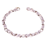 14k White Gold Solid Handmade Fashion Link Bracelet 7" 6.5mm 29.3 grams - White,7" 29.3 grams