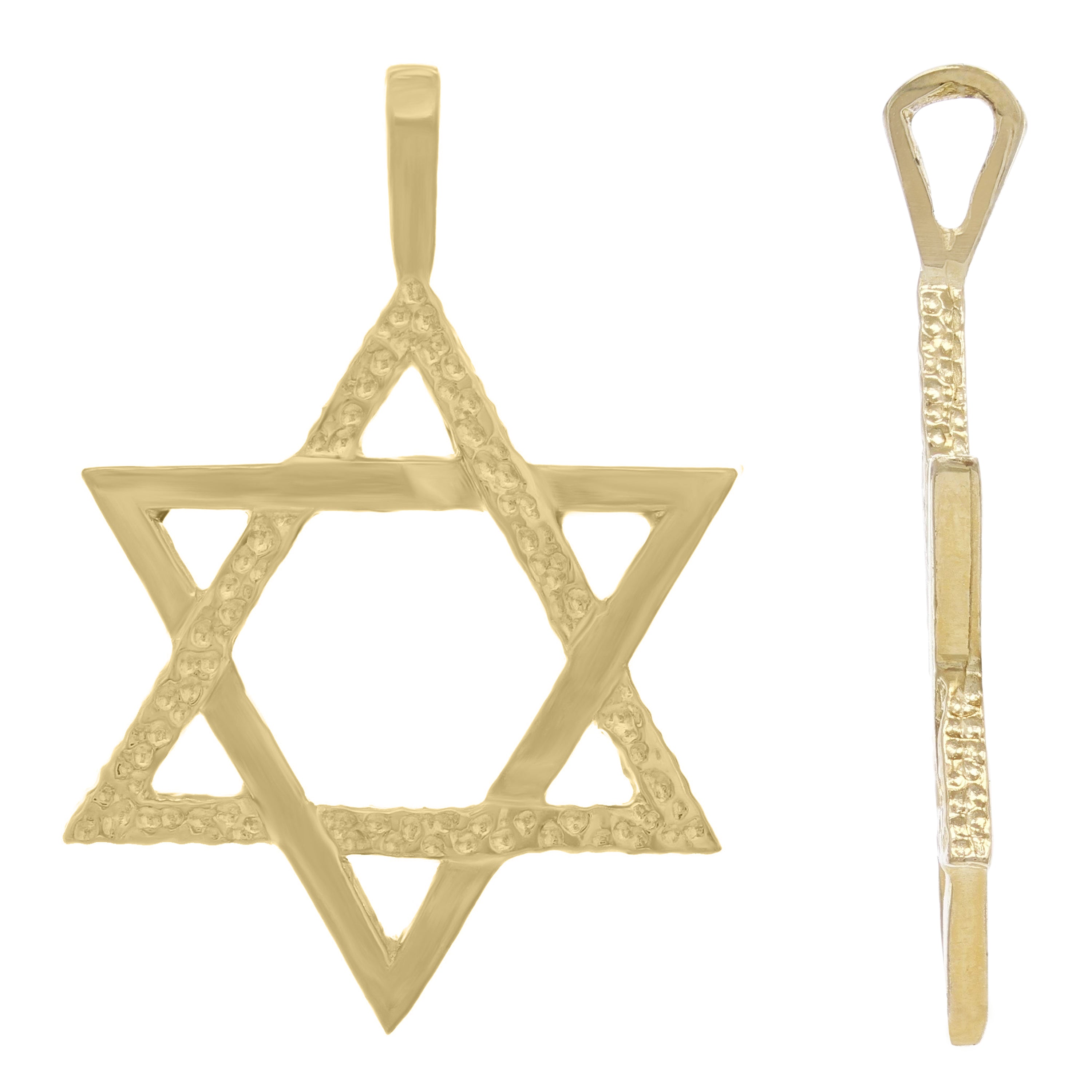 14k Yellow Gold Jewish Star of David Religious Charm Pendant 1.25" 3.6 grams - Yellow